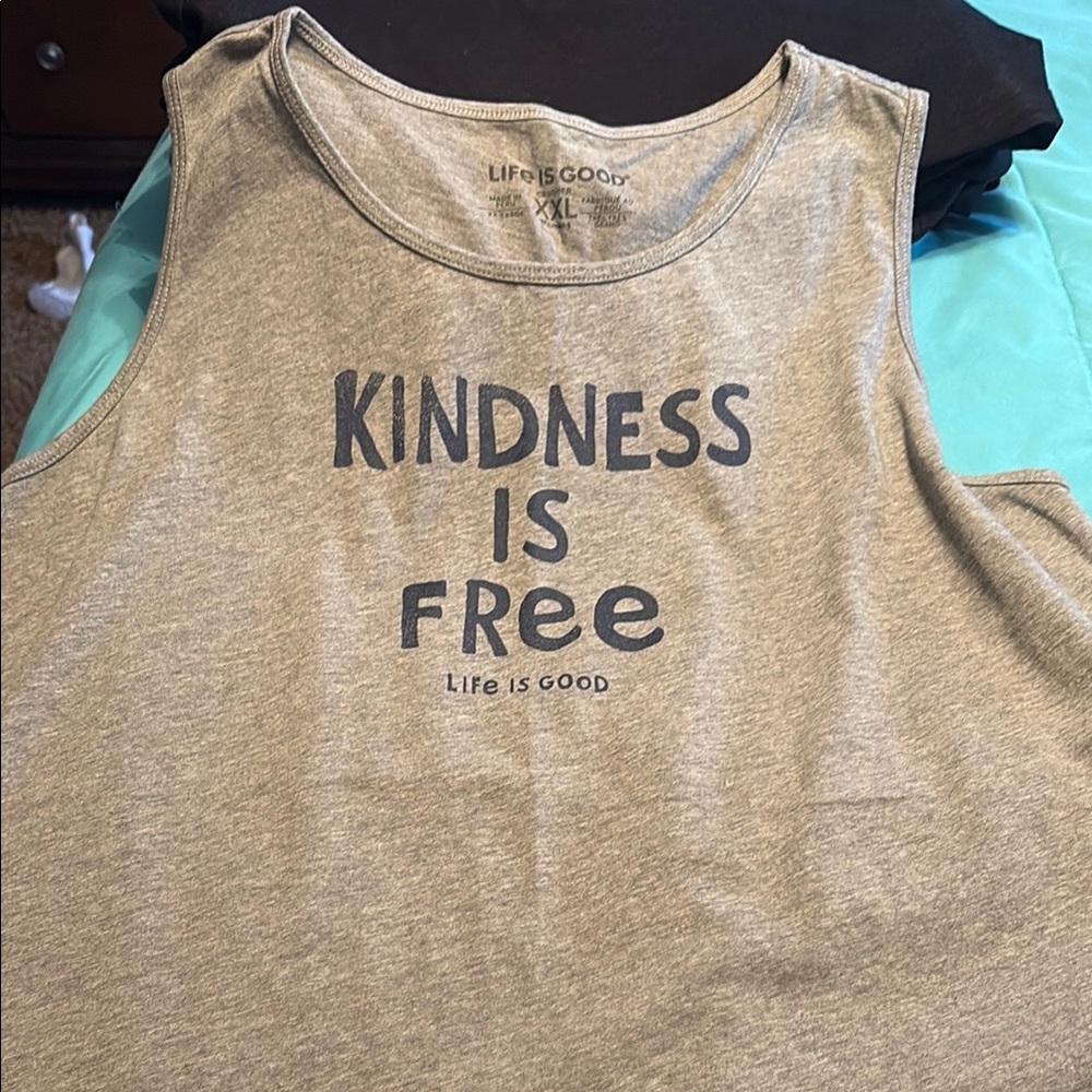 Life Is Good Gray Tank Top Kindness Is Free